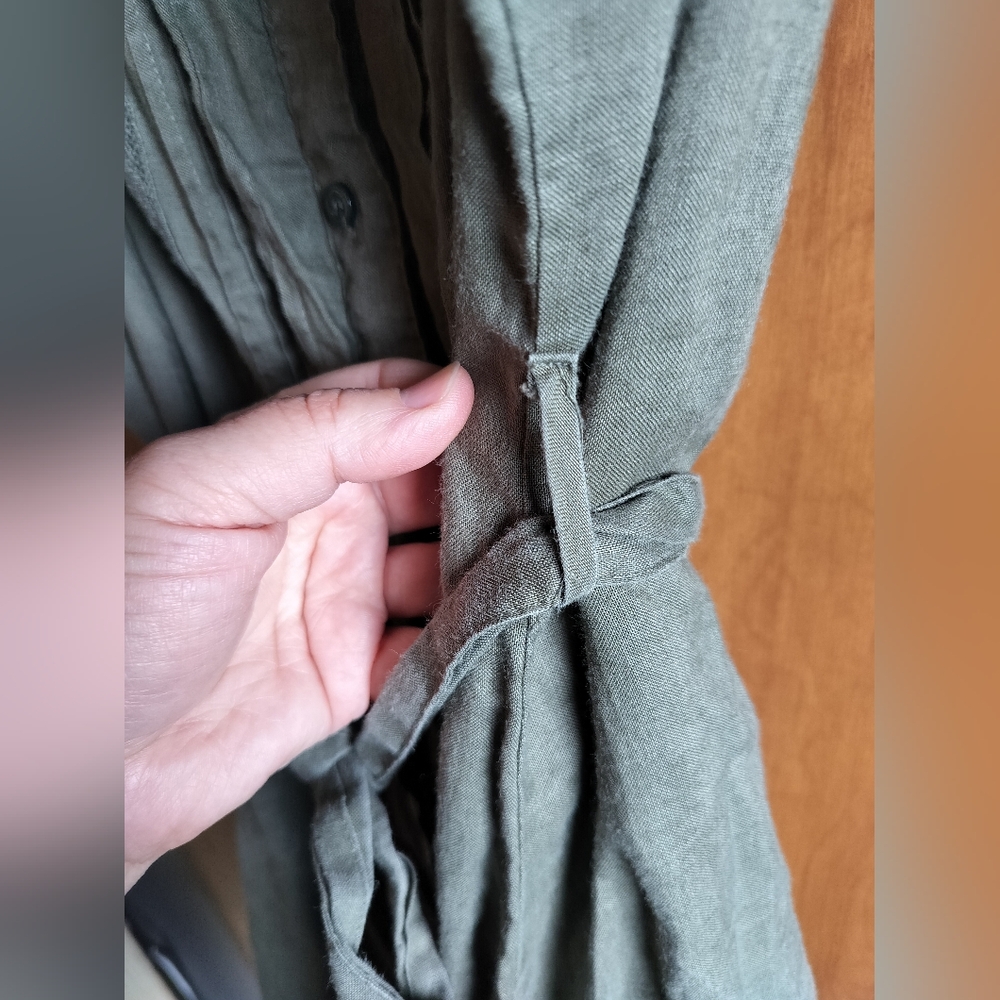 Bay Studio Khakis Green 100% Linen Dress XL - Picture 6 of 11